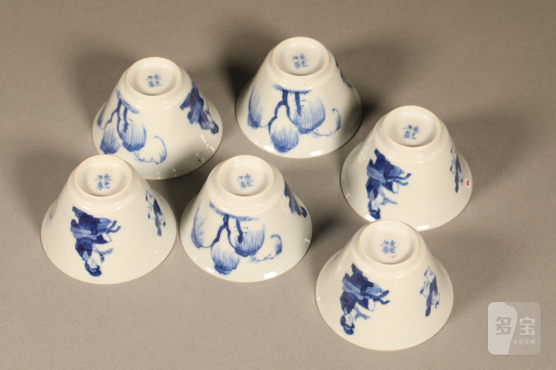 清 青花教子柳树纹杯 - 图6